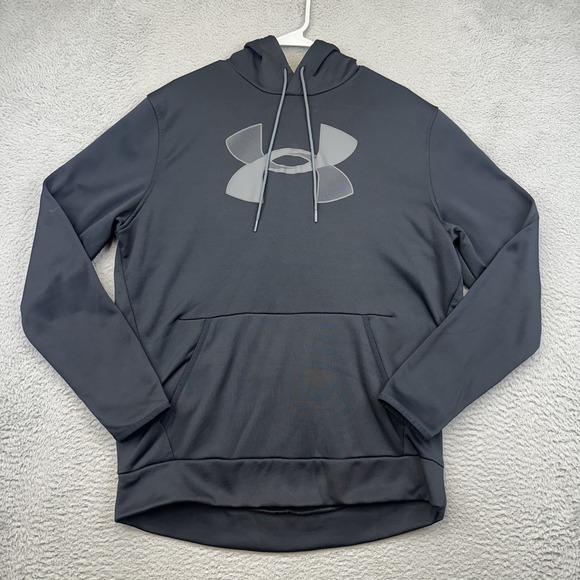 Under Armour Hoodie Mens Large Black ColdGear Pullover Sweatshirt Loose Fit Logo - Picture 1 of 14